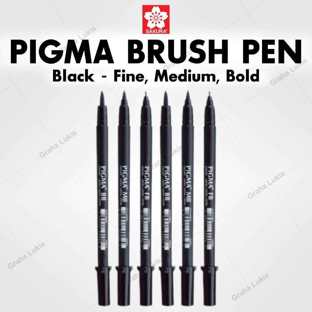 

SAKURA PIGMA BRUSH PEN BLACK - FINE, MEDIUM, BOLD BLACK