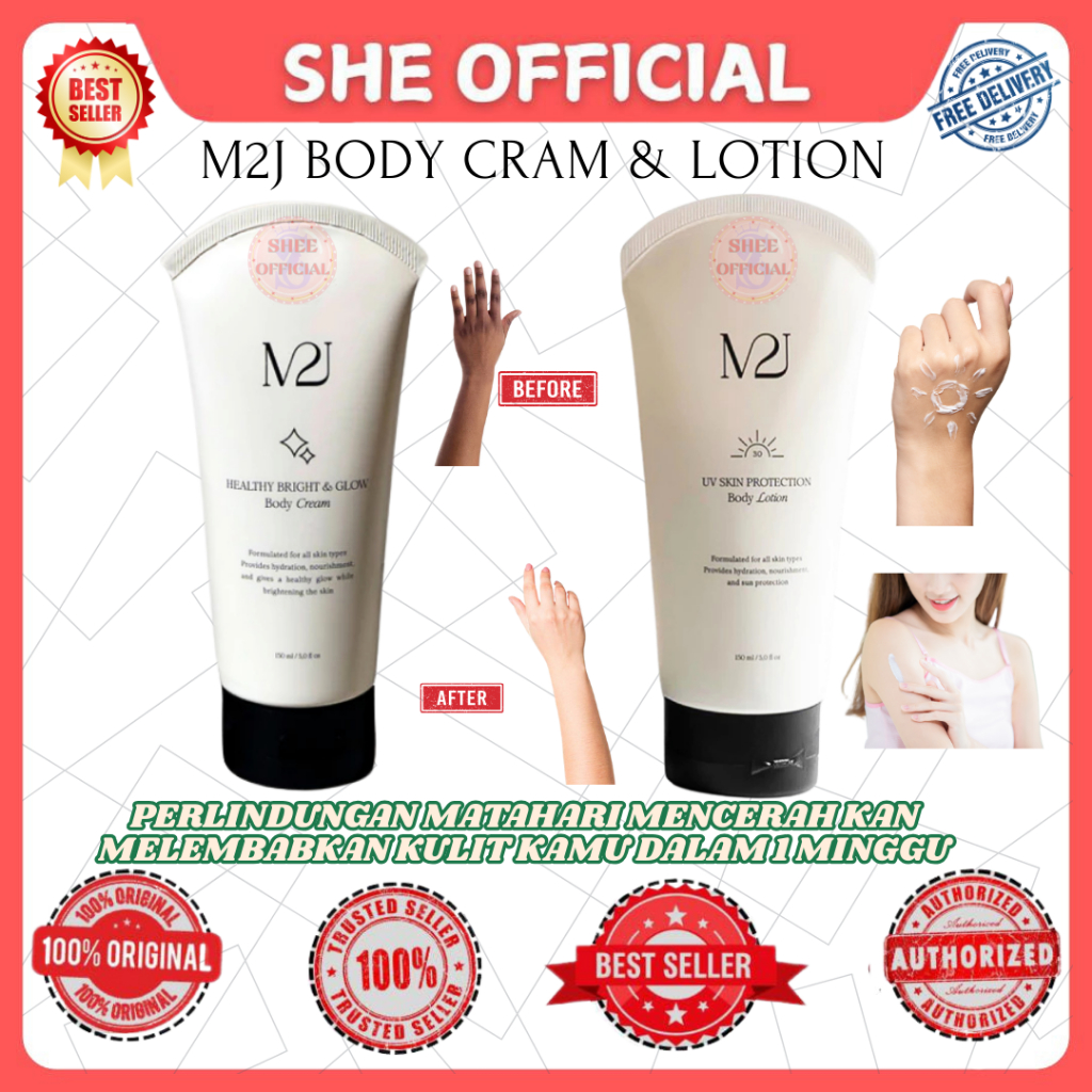M2j Whitening Body Cream & M2j UV Protection Body Lotion Menghidrasi Kulit Melindungi Dari Sinar UV