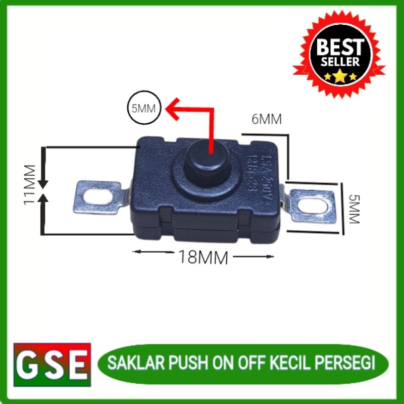 Saklar senter 2pin on off/Switch on off senter 2 kaki persegi