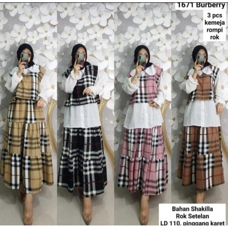 OneSet burberry / dress kekinian / oneset rok