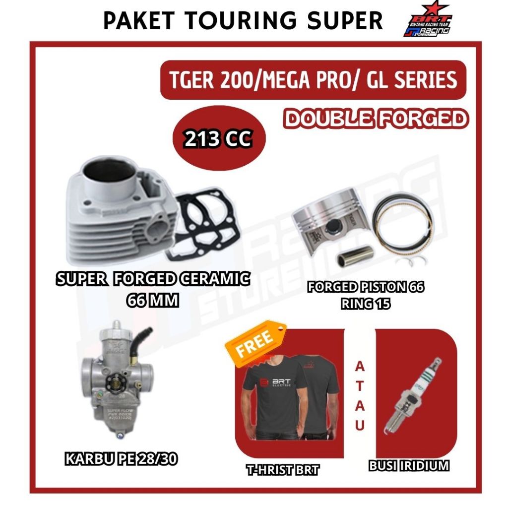 Paket Touring 11 Tiger BRT Bore UP-Block Ceramic-Piston-Karbu PE PWK