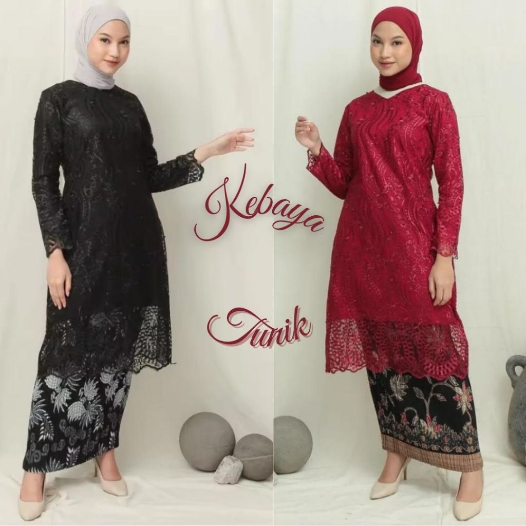 Setelan Kebaya Tunik / Kebaya Pesta Modern / Set Kebaya Muslim / Kebaya tunik Modern / Kebaya Tulle