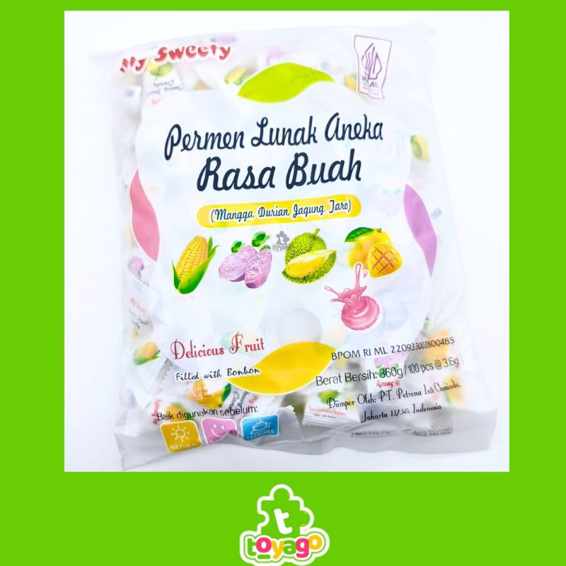 

My sweety Permen lunak rasa buah/permen aneka rasa buah isi 100 pcs grosir murah