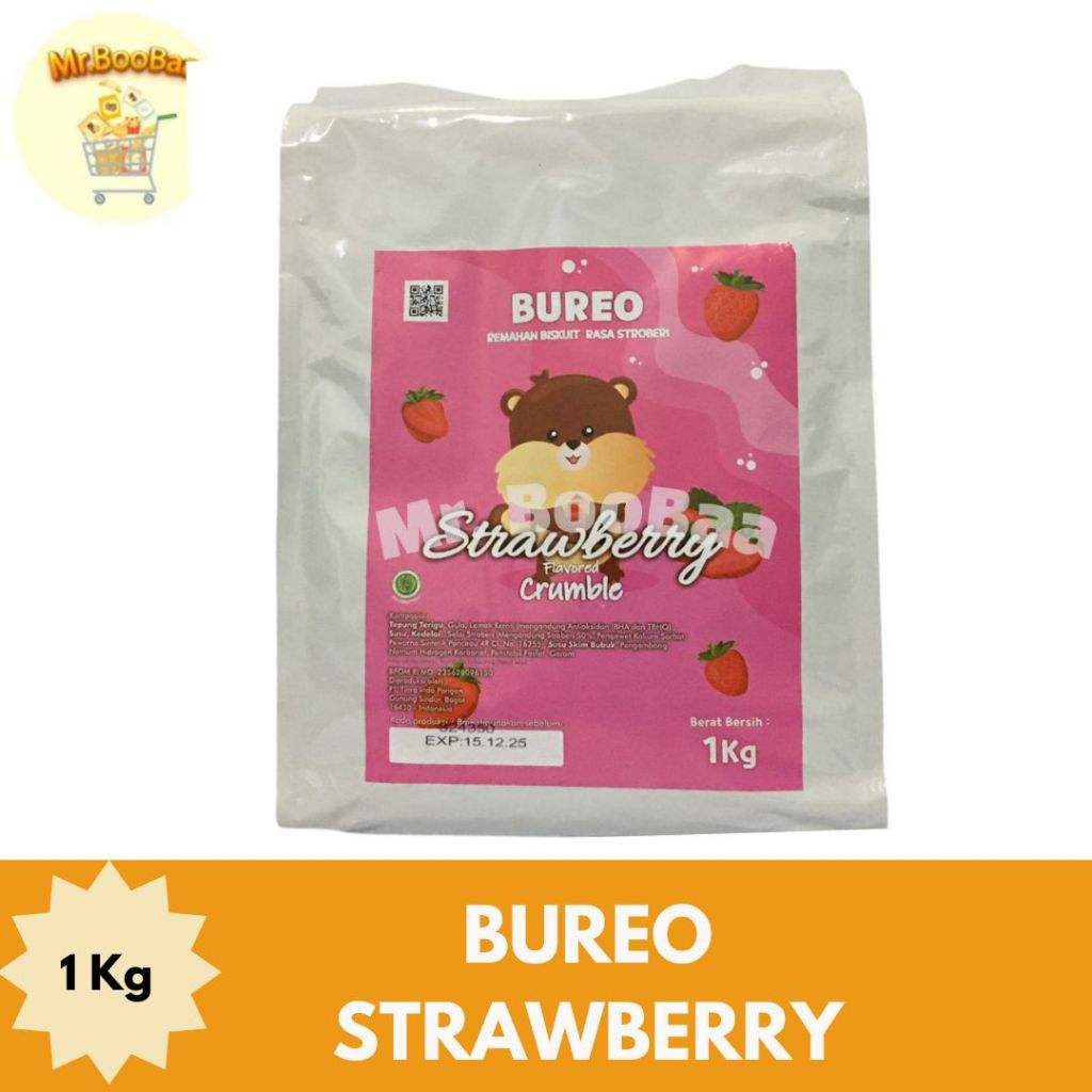 

BUREO Strawberry Crumbs Biscuit 1kg / bubuk biskuit crumb cookies HALUS DAN KASAR