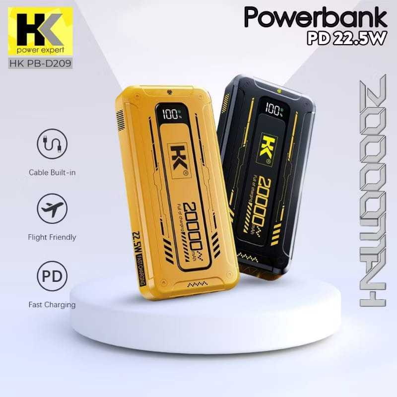 HK D122 Powerbank 10000mah QC PD 22.5 Built in Cable With Display