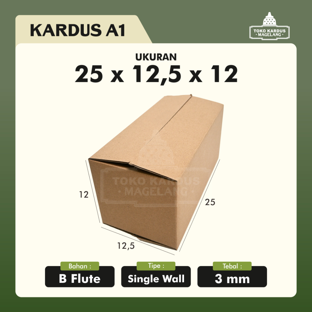 

Kardus / Box / Karton / Packing / Packaging / Kotak / Dus RSC / A1 – 25 x 12,5 x 12 B-Flute