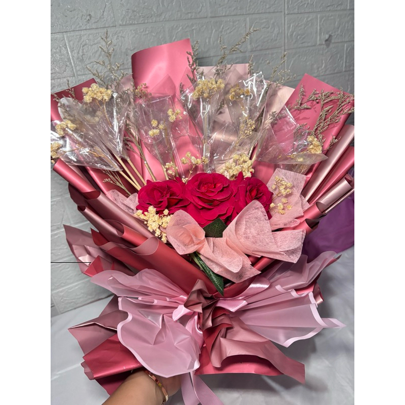 Buket Bunga Mawar Merah ukuran Besar Buket Uang