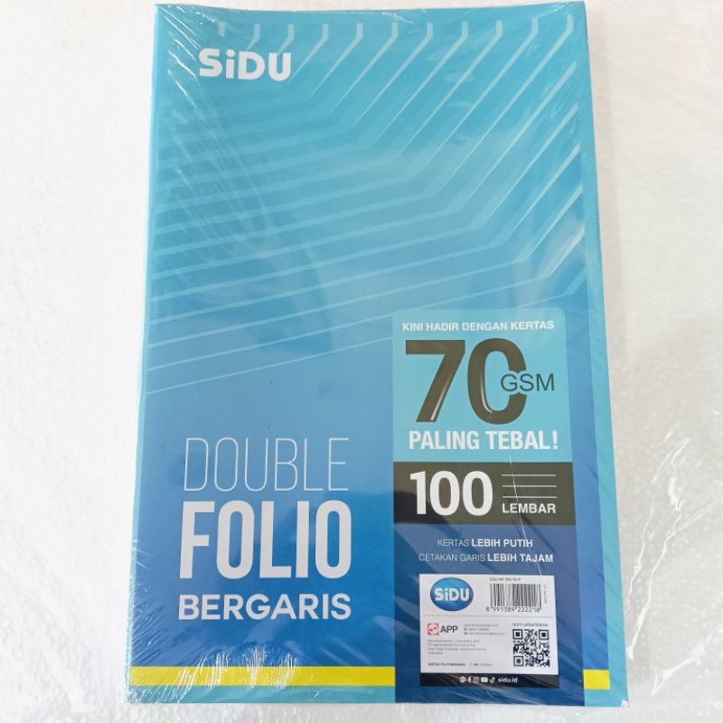 

1 PAK KERTAS DOUBLE FOLIO BERGARIS SIDU - 100 LMBAR