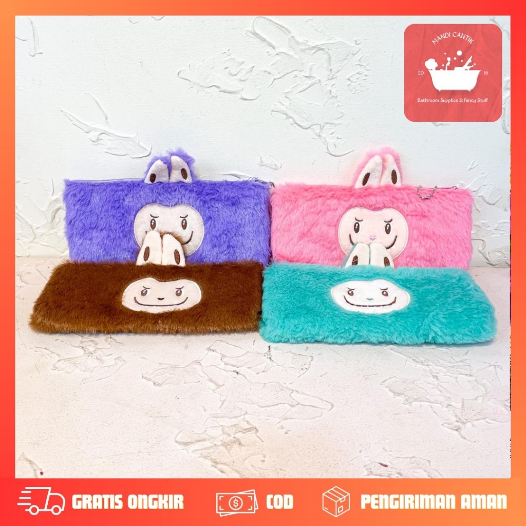 

KOTAK PENSIL BULU BULU KUPING LABUBU KP-1700 TEPAK PENCIL CASE ALAT TULIS LUCU COD