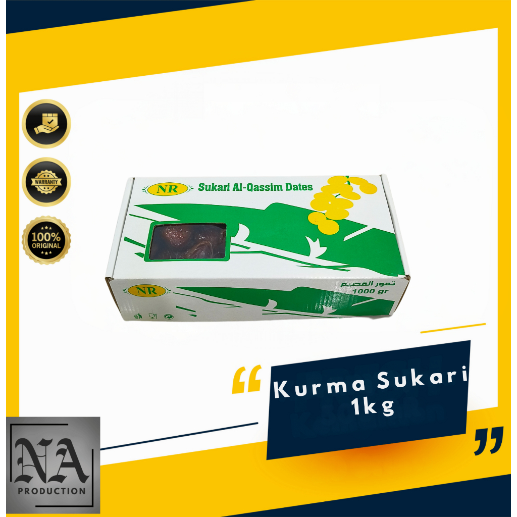 

1. Kurma sukari premium 1kg Original Kemasan Dus Raja Korma Manis Sukkari 100% Ori Timur tengah