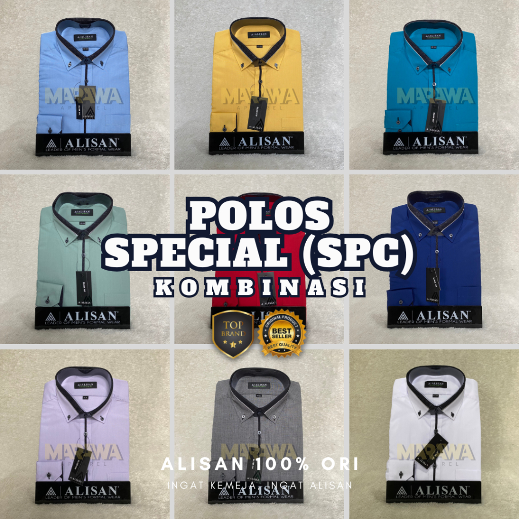 Kemeja Pria, Kemeja Alisan, Alisan Lengan Panjang, ALISAN Kombinasi Lengan Panjang Slimfit Original