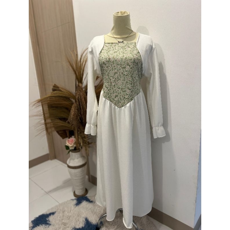 blooms.id AZALEA gamis polos kombinasi bunga