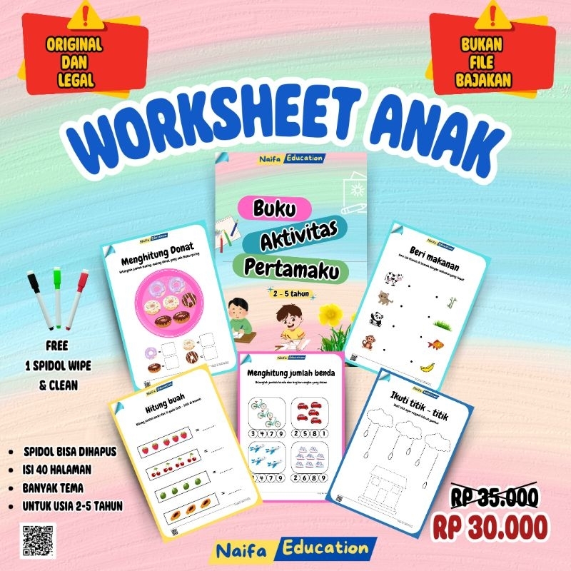 

Buku Aktivitas Anak /worksheet anak terlengkap dan termurah untuk usia 2-5 tahun