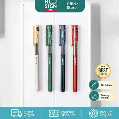 Deli Nusign Roller Pen / Pen Roller 0.5mm Tinta Hitam Penulisan Panjang NS767