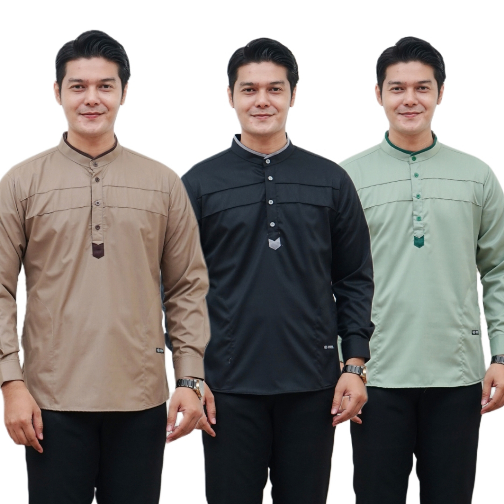 Baju Kemeja Koko Motif JAGAT | Baju Koko Pria Lengan Panjang - ABHA