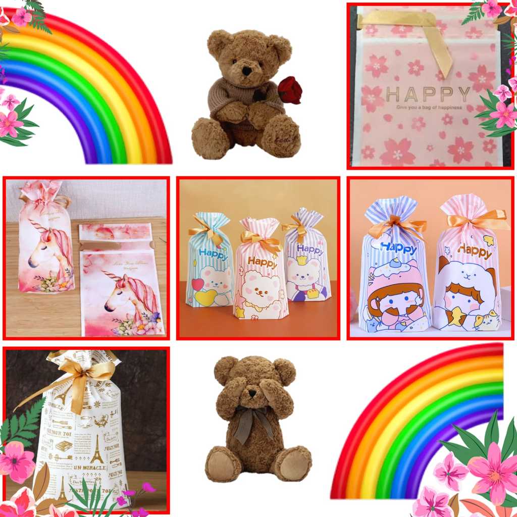 

Plastik Serut Ulang Tahun Pita Goodiebag Tali Kantong Kue Cookies Permen Hampers Souvenir Birthday