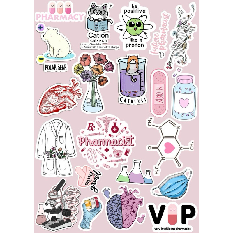 

Stiker Tahan Air Farmasi Pink Pharmacist Pharmacy Mahasiswa Kesehatan Obat Obatan Medicine bisa request ukuran dan warna custom silakan chat admin