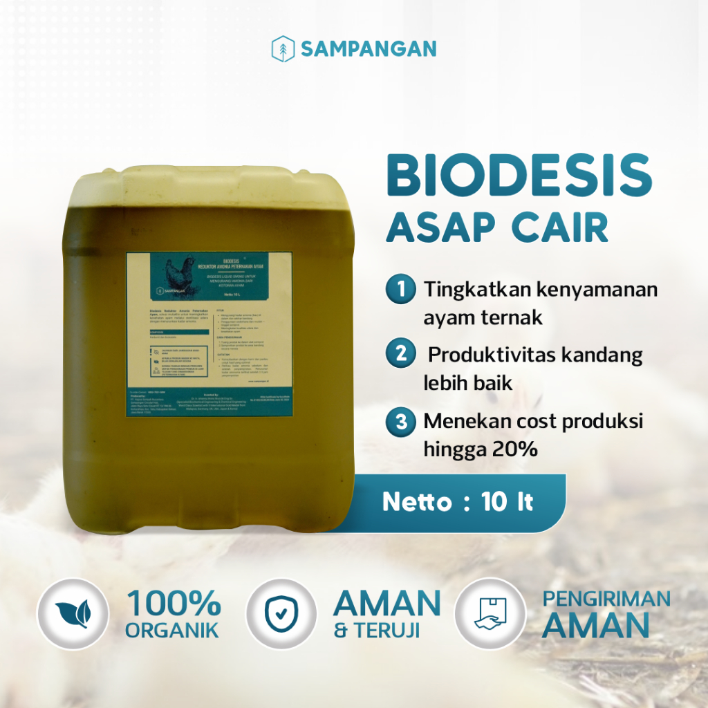Biodesis Asap Cair ukuran 10 liter Reduksi Amonia Unggas Sehat