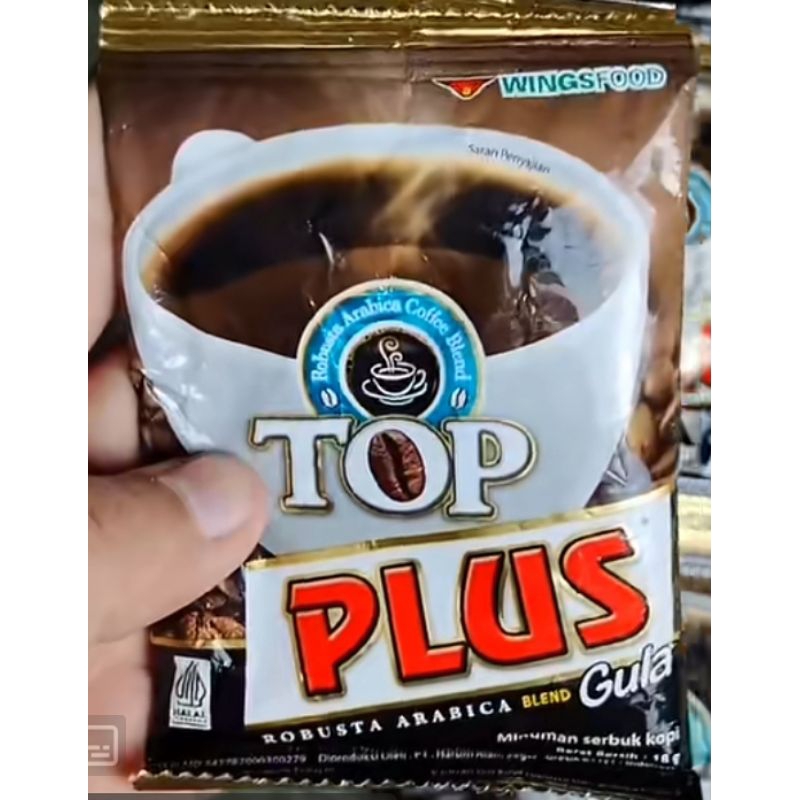 

top kopi plus gula 18 gr per renceng | isi 10 sachet