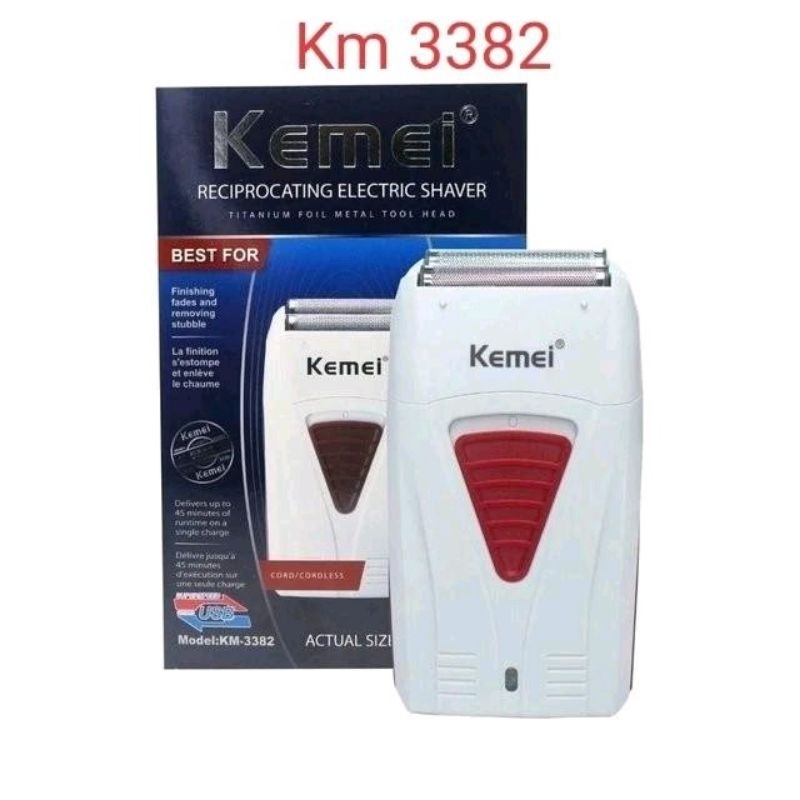 Alat Cukur Jenggot Kumis Shaver Elektrik Kemei KM-3382 / Cukuran Professional Original Pencukur