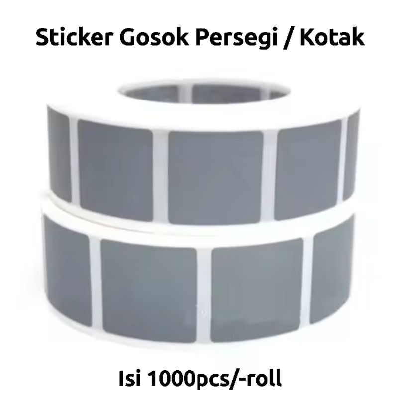 

PROMO 1000pcs Label Gosok / Penutup Pin Voucher KOTAK / PERSEGI SIZE LENGKAP Polos Grey
