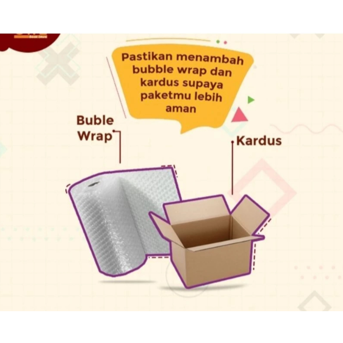 

Tambahan packing bubble wrap dan kardus menjaga paket aman/pelindung paket bubble wrap dan kadus tebal