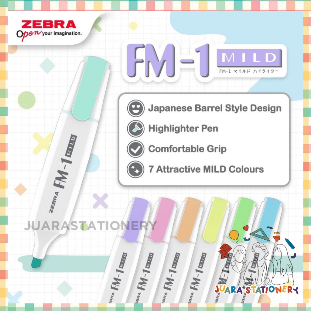 

(1071) Stabilo Zebra FM-1 Mild Pastel / Highlighter Pen Warna Warni Soft Lucu / Penanda Tulisan Stabilo / Highlighter / Stationery / Alat Tulis / Fancy