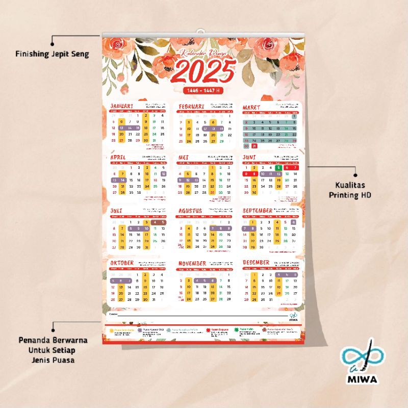 

Kalender Puasa Sunnah Wajib 2025 Perlembar | Kalender Dinding A3+ | Kalender 2025 by Miwa Kreatif