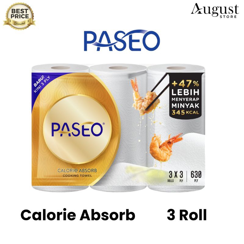 Tisu Tissue Paseo Kitchen Calorie Absorb Isi 3 Roll / 70 Sheet / Tissue Dapur Minyak / Tissue Serap