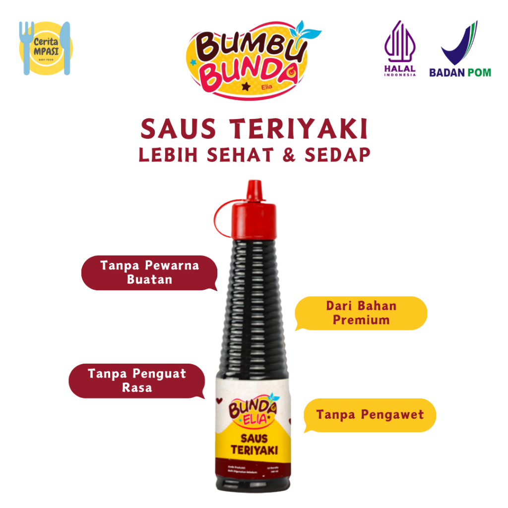 

Bumbu Bunda Elia Saus Teriyaki 140ml | Penyedap MPASI Anak | Penyedap Masakan | Bumbu MPASI
