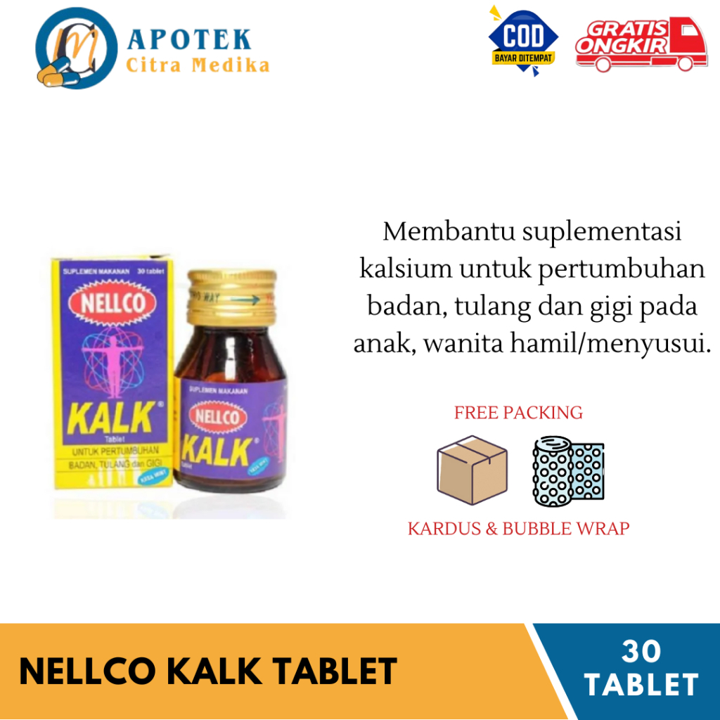 NELLCO KALK (ISI 30 TABLET) - SUPLEMEN KALSIUM UNTUK TULANG DAN GIGI