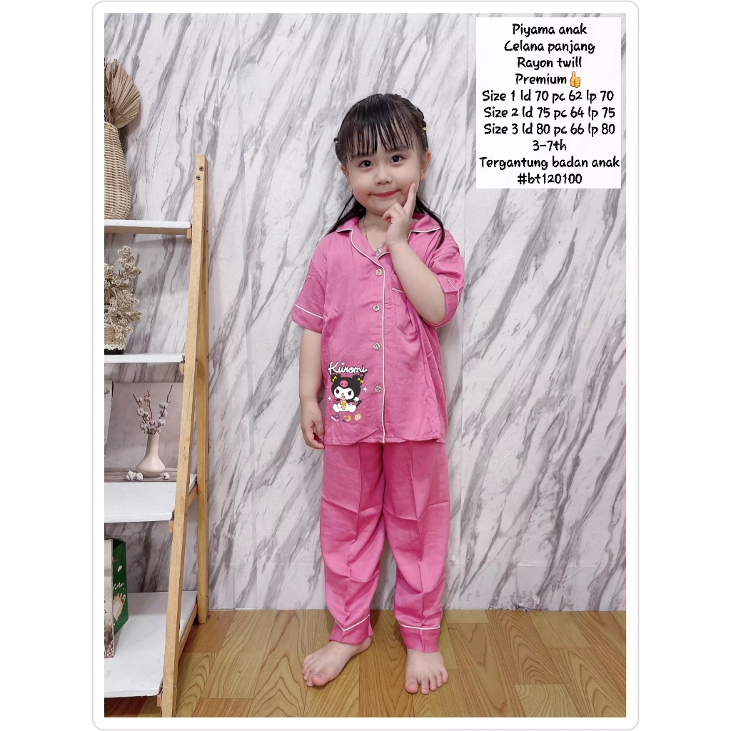 Piyama anak 3-8tahun /Setelan PIyama Anak Rayon Twill
