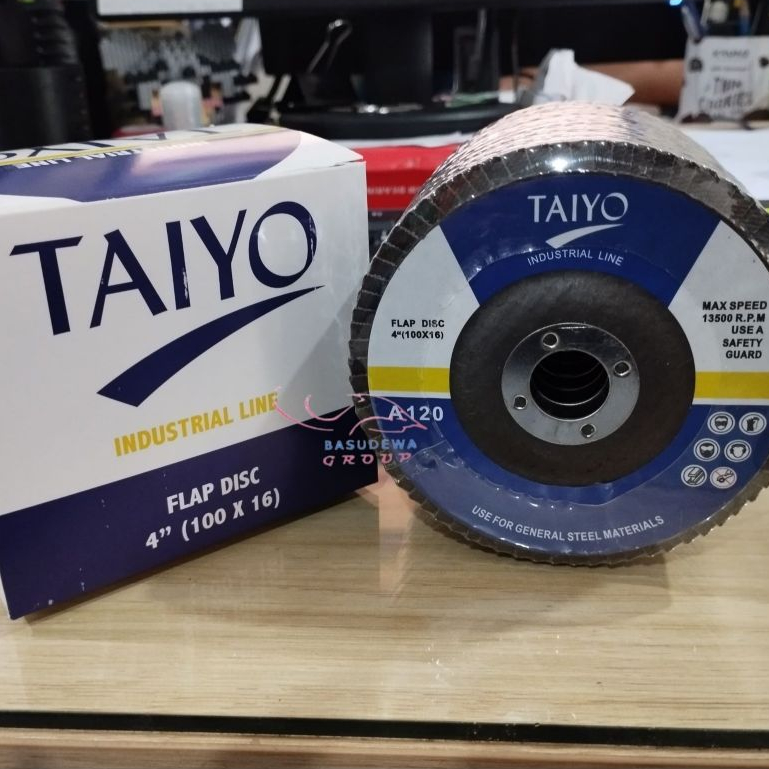 TAIYO FLAP DISC 4" #120 / TAIYO AMPLAS SUSUN 100 X 16 MM