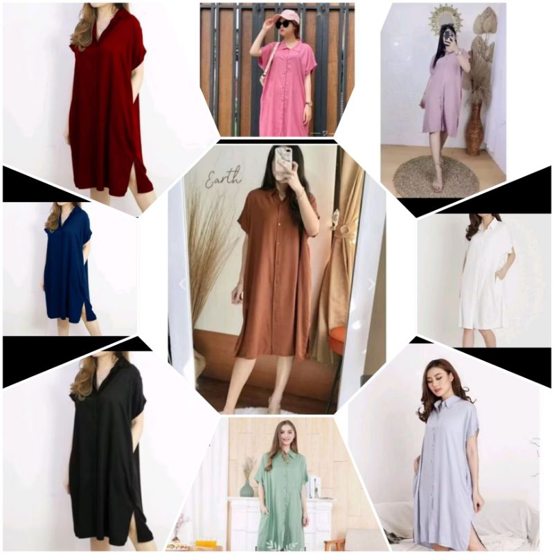 DRES Daster buat santai Santai Dirumah DRES Termurah Bahan Nyaman Di pakai Daster Polos Full Kancing