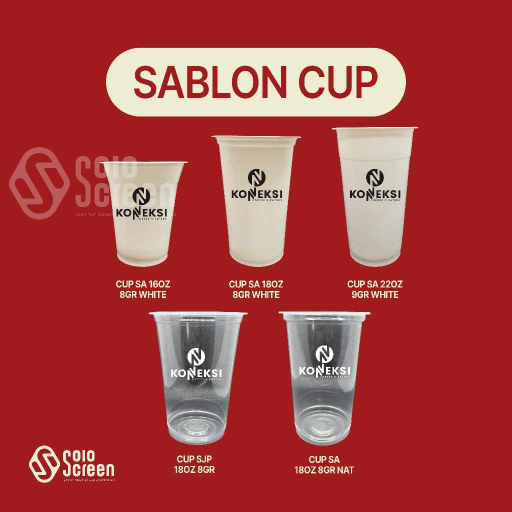 Sablon Cup Gelas Custom 14OZ 18OZ 22OZ 8GR Datar Murah Free Desain COD