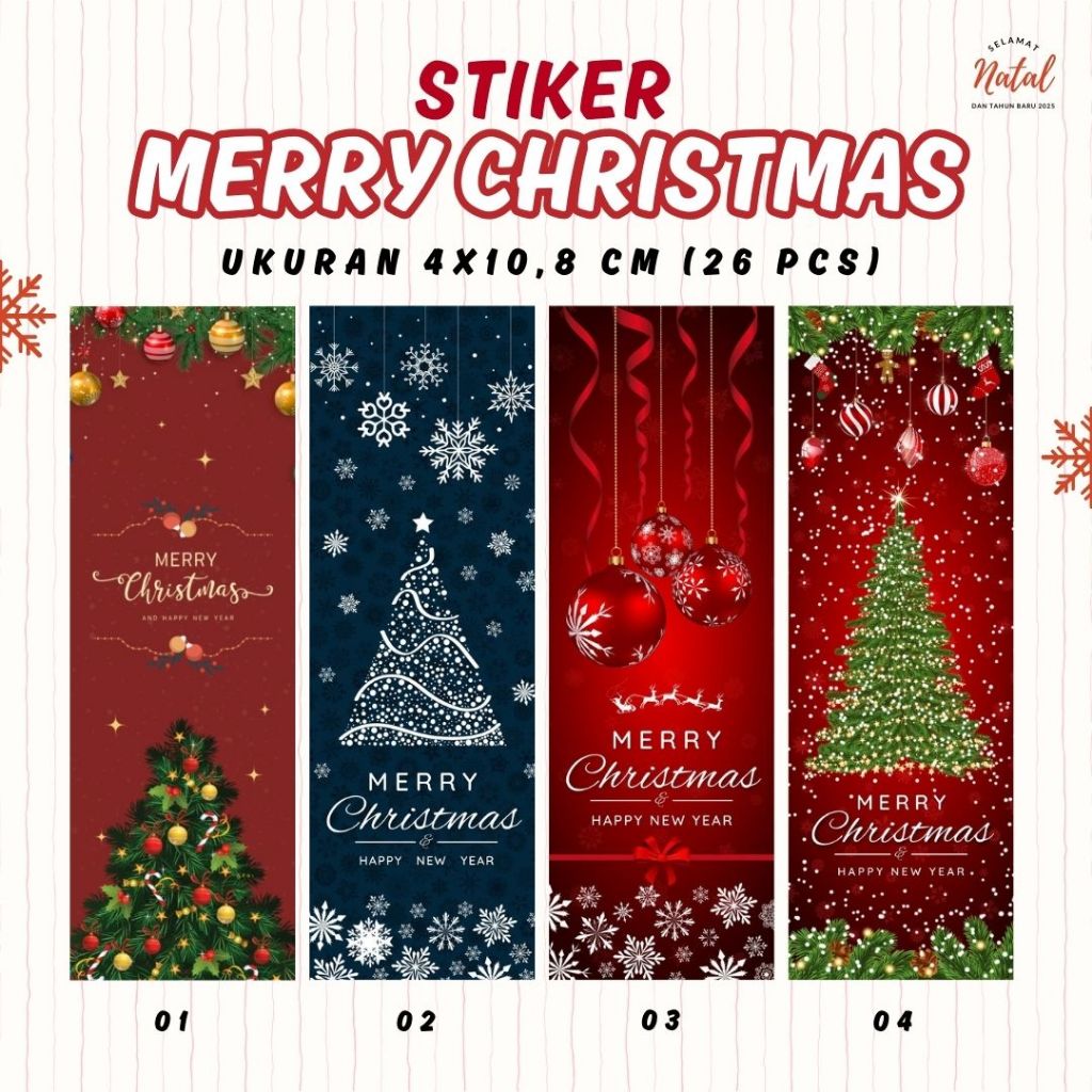 

STIKER SEGEL KOTAK KARDUS PACKAGING TEMA NATAL CHRISTMAS STIKER KUE KERING XMAS