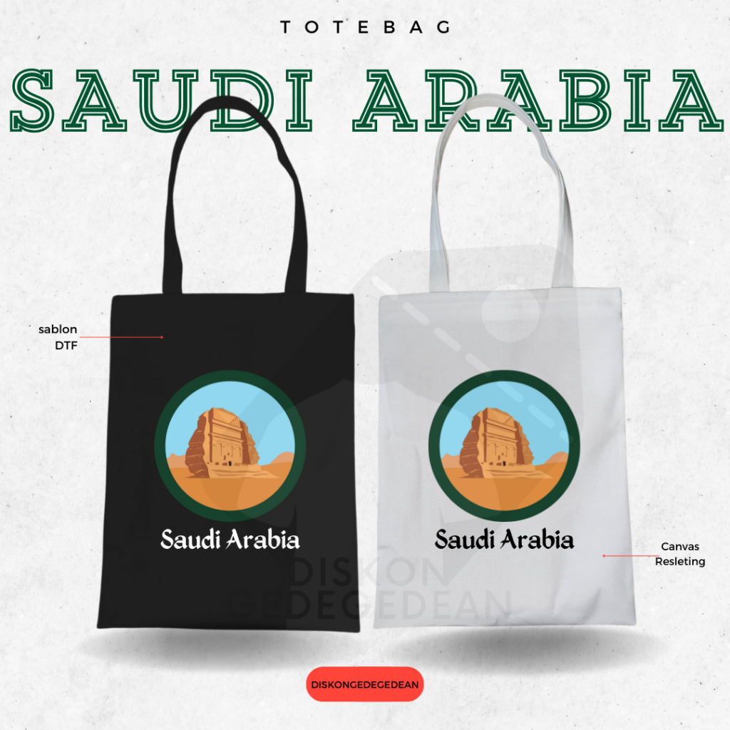 Diskongedegedean Totebag Souvenir Saudi Arabia Tas Oleh Oleh Saudi Arabia Kanvas Resleting