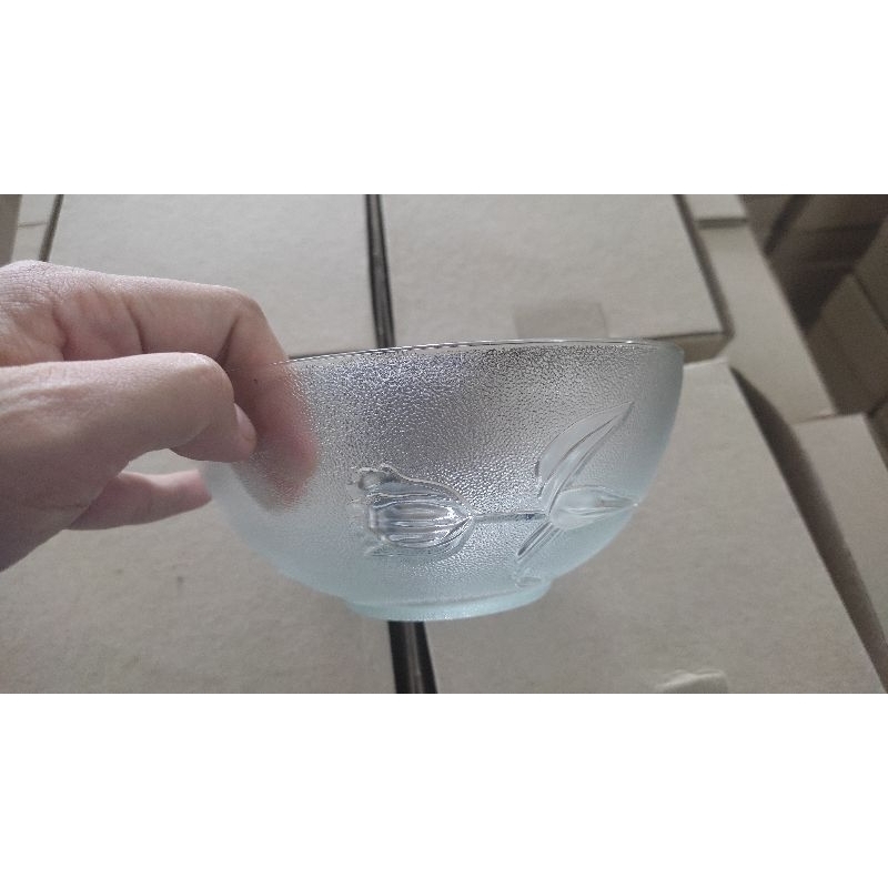 MANGKOK KACA MOTIF BUNGA LILY