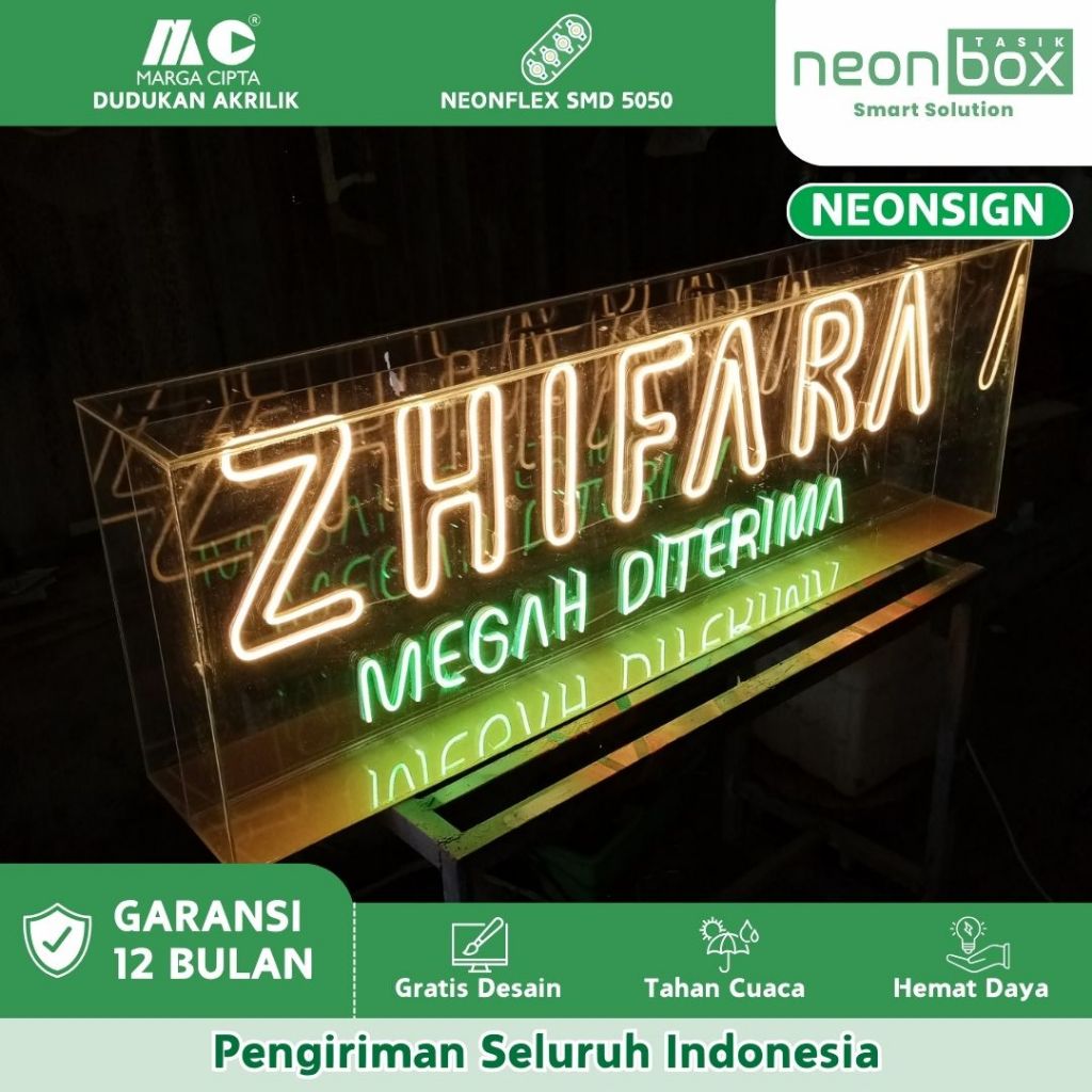 Neon Sign Box Cover Akrilik Neon Sign Flex Custom Nama Lampu Akrilik Neon Sign Custom Logo LED Neon 