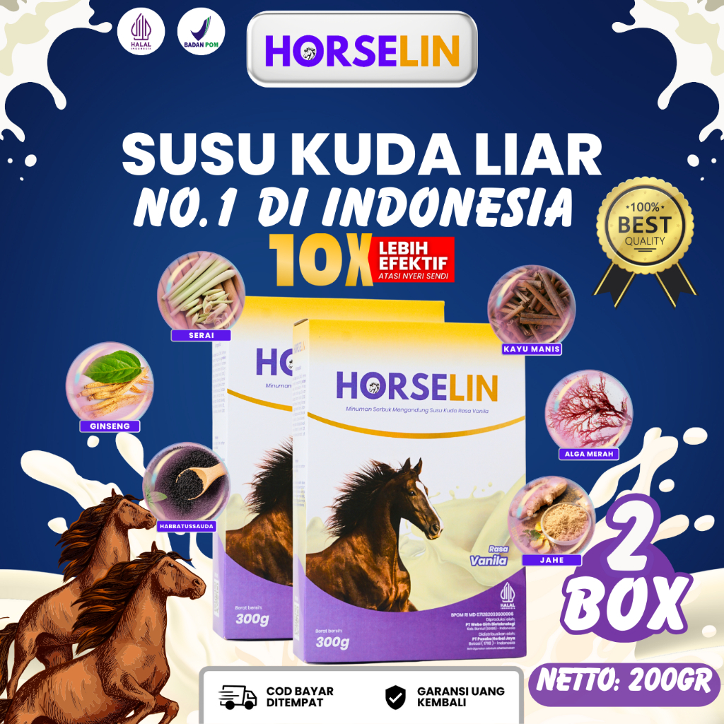 

HORSELIN 2 BOX - Susu Kuda Premium Asli Sumbawa Original Untuk Tulang Sendi dan Otot Ampuh 200GR