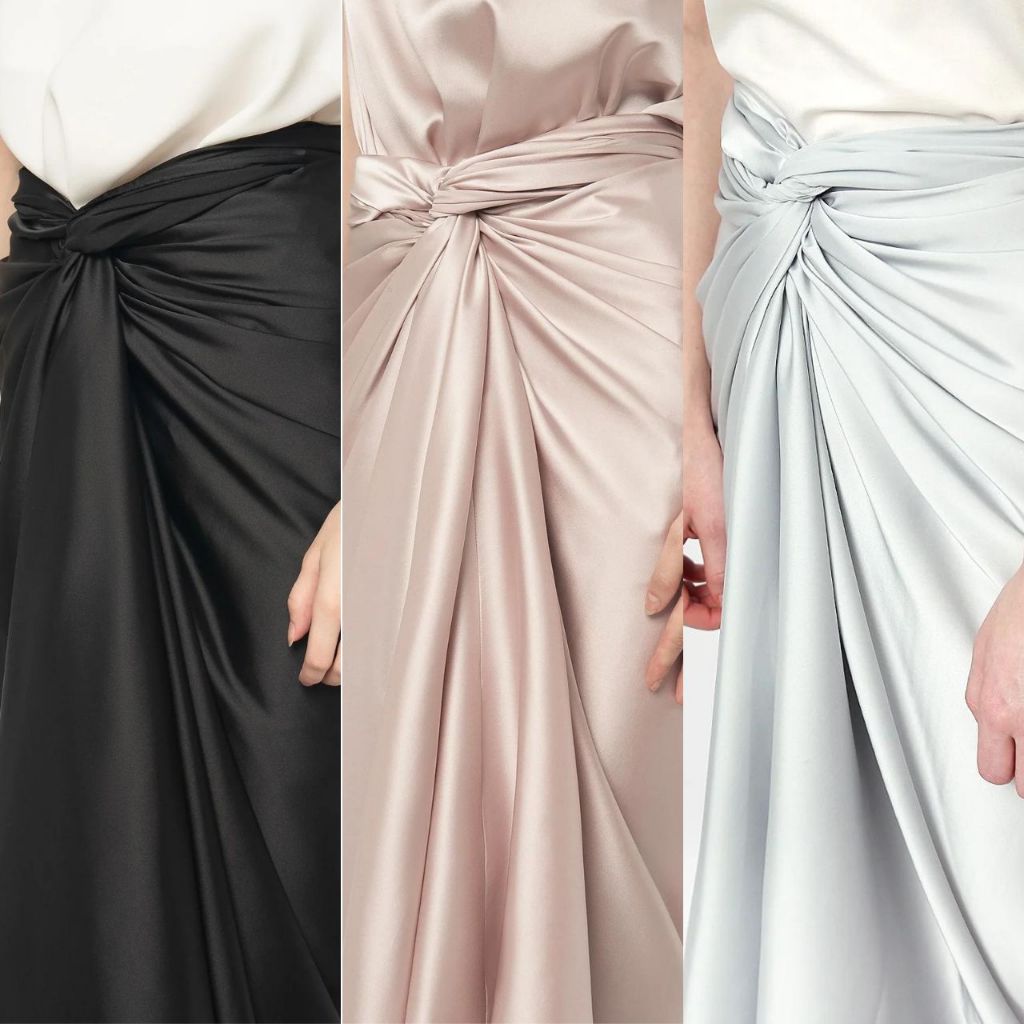 Rok Lilit Satin/Rok Kebaya Bahan Satin/Rok Sateen Aneka Warna Nude/Sateen Wrap Skirt