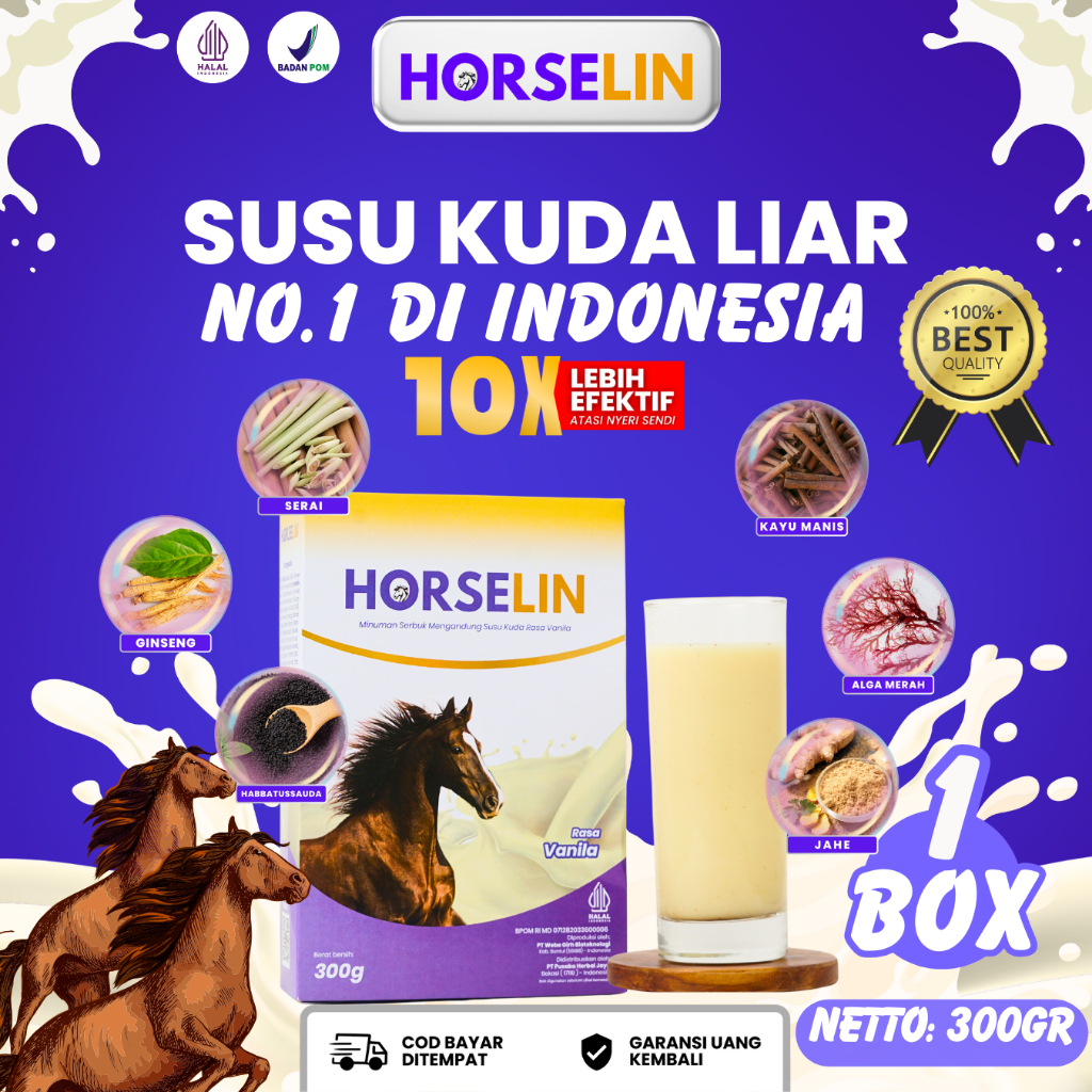 

Horselin Susu Kuda Liar Premium Asli Sumbawa Atasi Nyeri Sendi dan Tulang Tinggi Kalsium 300GR