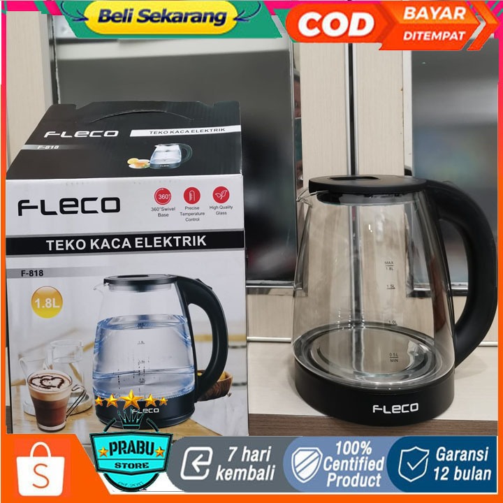 FLECO Teko Kaca Elektrik F-818 TEKO LISTRIK KACA TRANSPARAN PROMO