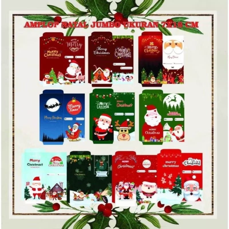 

Amplop Natal/Amplop Christmas Ukuran Jumbo Isi 10 Pcs