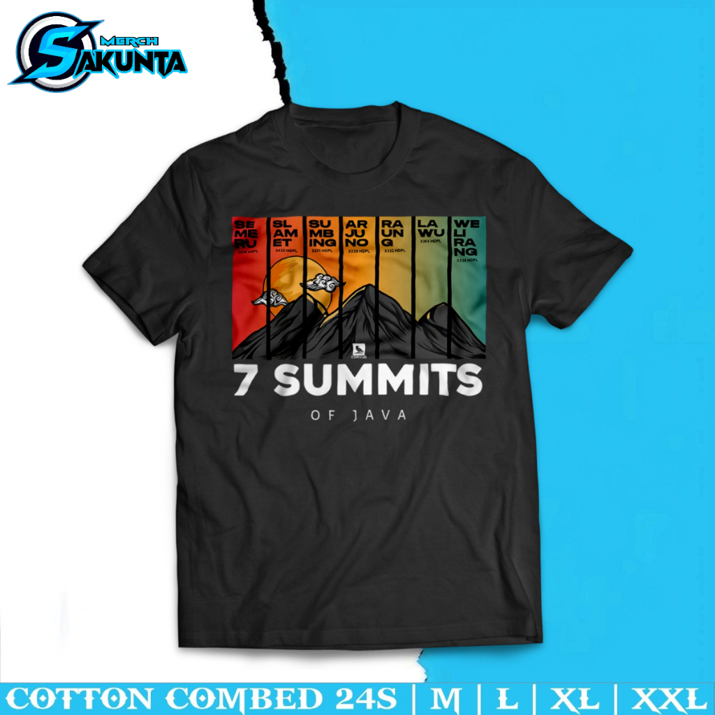 kaos baju seven summits of java 1 unisex pria dan wanita pendaki gunung indonesia [ sakunta merch ]