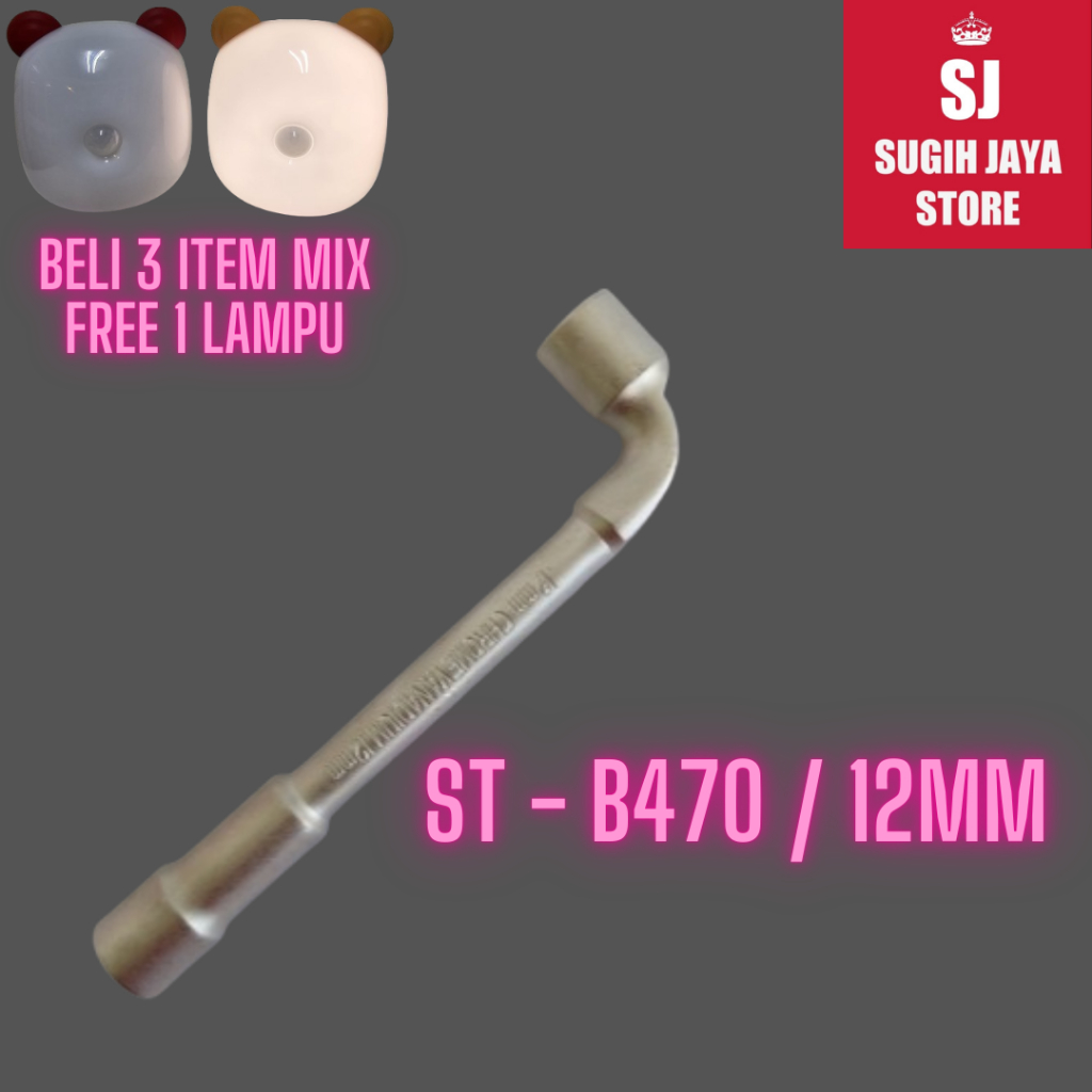 KUNCI L SHOCK 12MM / KUNCI L BAUT OLI DOUBLE ST - B470 /12MM