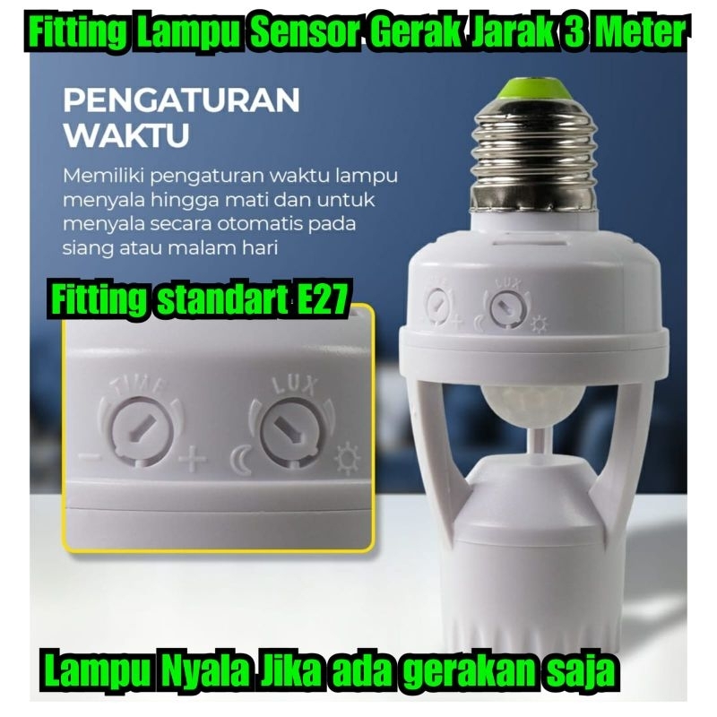fitting lampu sensor gerak jarak 3 meter bisa Lampu nyala jika ada gerakan saja Wadah lampu gerak an