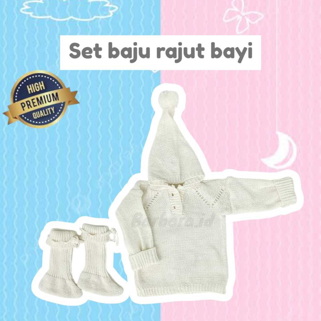 BAJU RAJUT BAYI BAHAN TEBAL/ SWEATER RAJUT BAYI SET KAOS KAKI