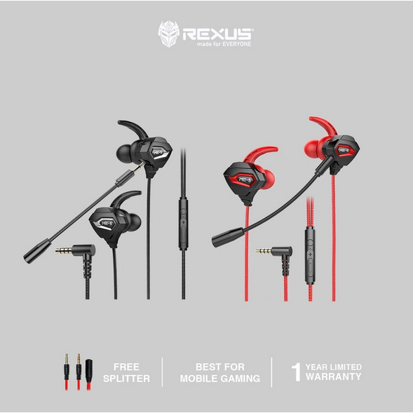 Rexus ME-5 / ME5 Earphone Gaming - Red