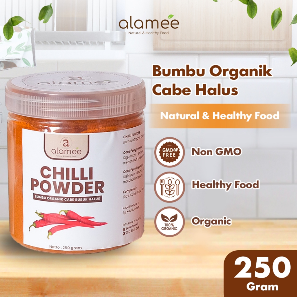 

ALAMEE Bubuk Cabe Halus Chilli Powder Chili Cabai Rempah Murni Asli Bumbu Dapur Organik 250gr